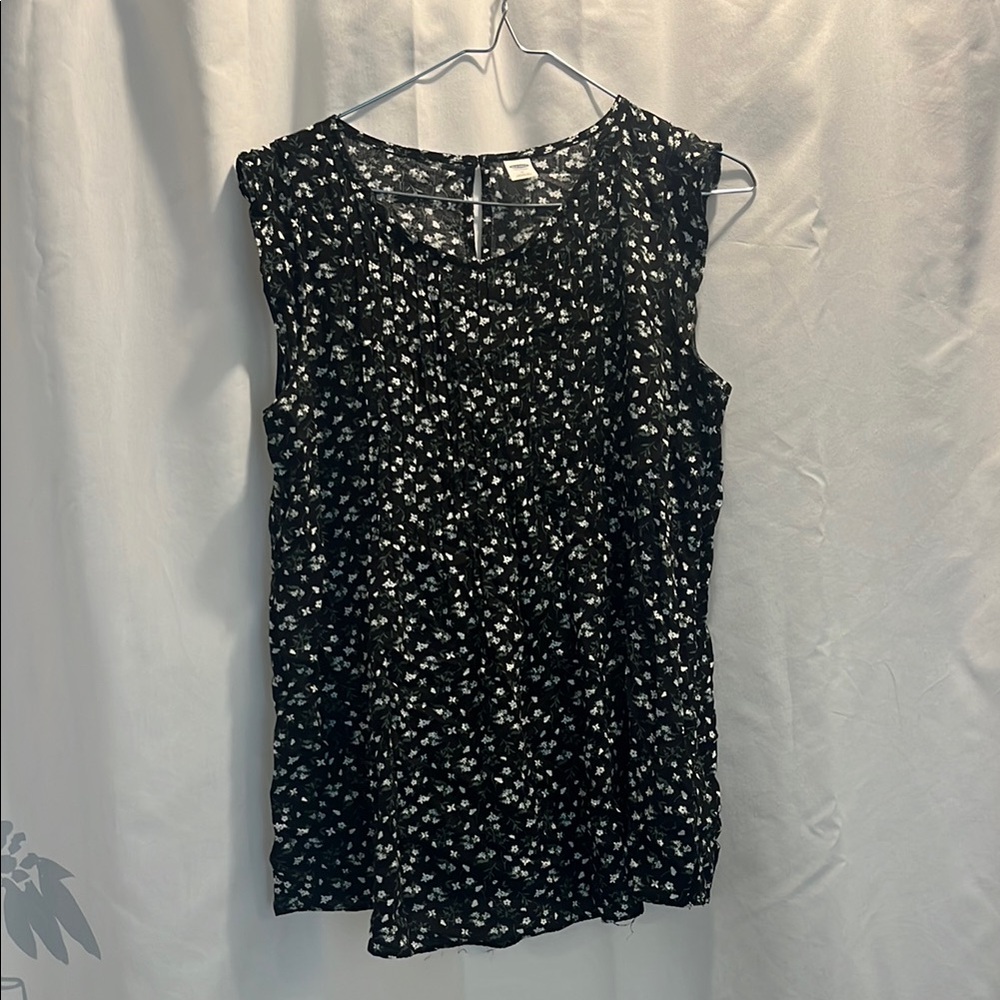 Black Floral Sleeveless Top